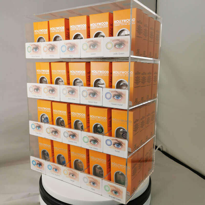 80 holder Hollywood eye contacts display on a rotating display stand